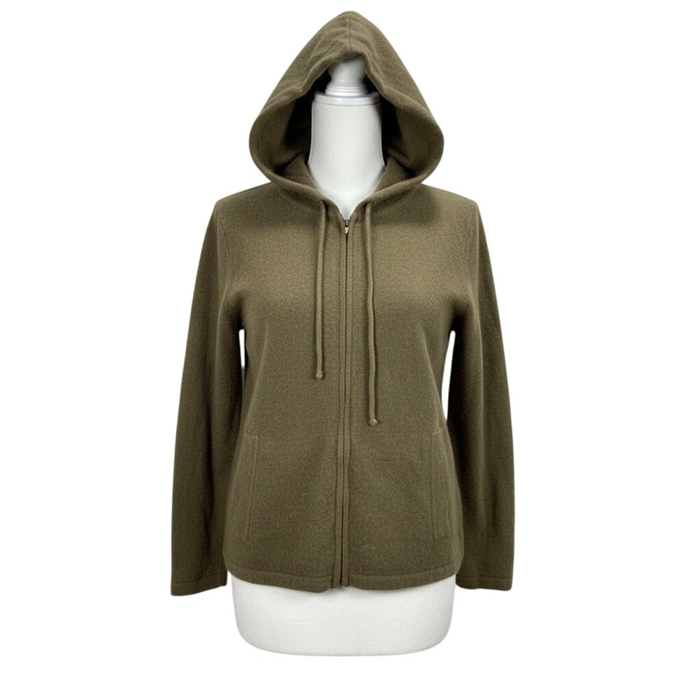 Mercer & Madison Y2K Angora Rabbit Hair & Lambswool Knit Zip Jacket Khaki Size M
